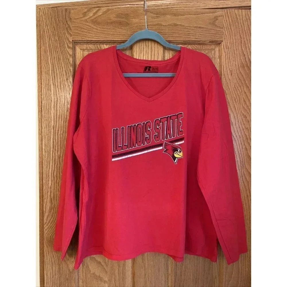 Illinois State University ISU Redbird T-Shirt Womens Red Long Sleeve Tee 3XL